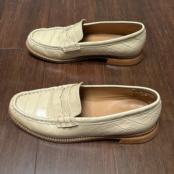 Freda Salvador Elba Penny Loafers in Sand Embossed Croc - Picture 5 of 16